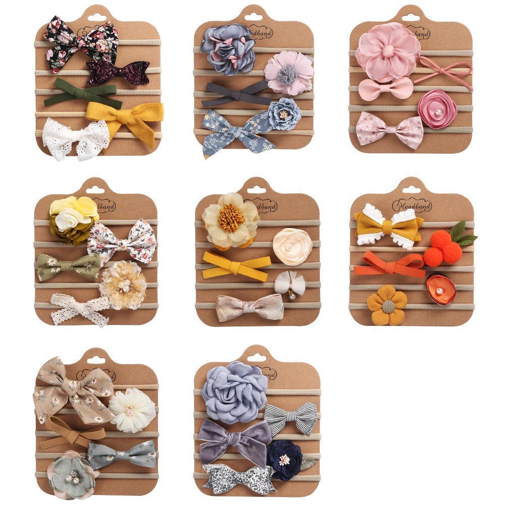 Handmade Bow Hair Band 5pcs/set Stretch Baby Headdress