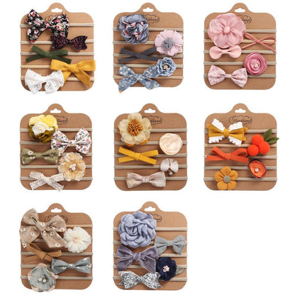 Handmade Bow Hair Band 5pcs/set Stretch Baby Headdress