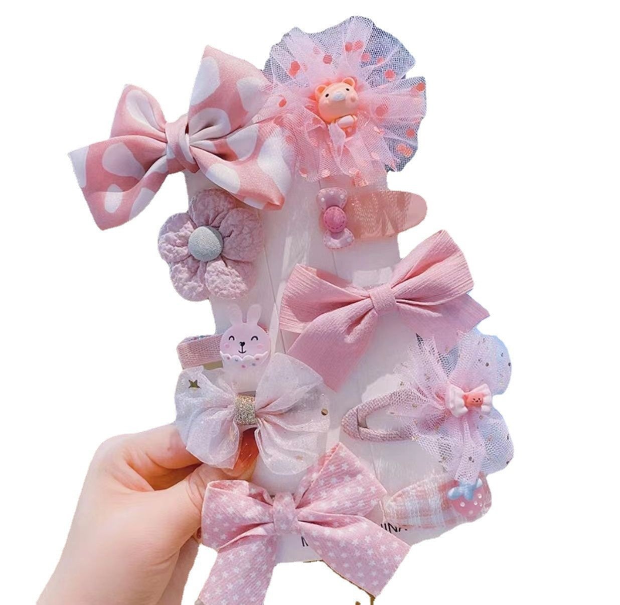 Children's Hairpin Set Bow Mesh Clip