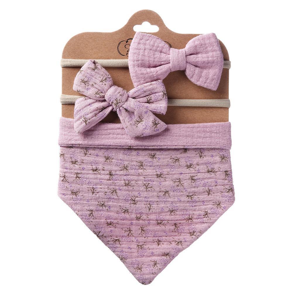 Baby's Triangle Towel Waterproof Bib Bow Headband Set