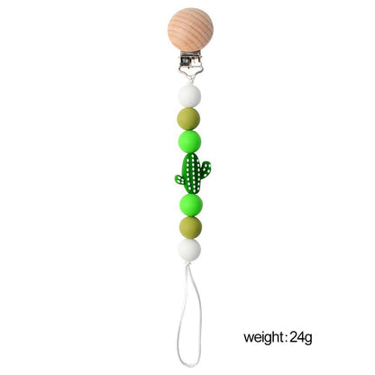 Baby Handmade Wooden Nipple Clip Silicone Anti-drop Chain