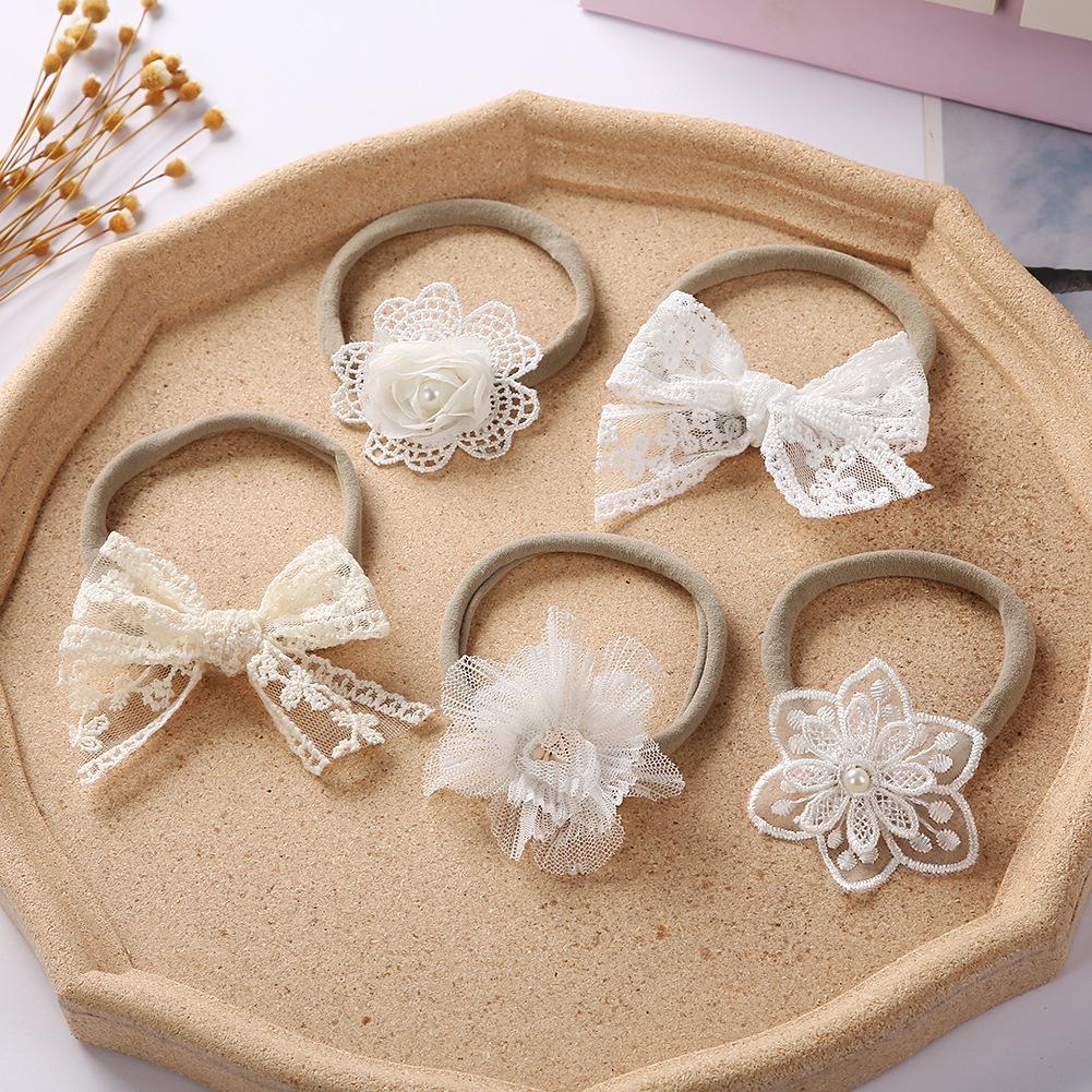 Children's Hair Tie Handmade Bow Hair Band 5pc/set