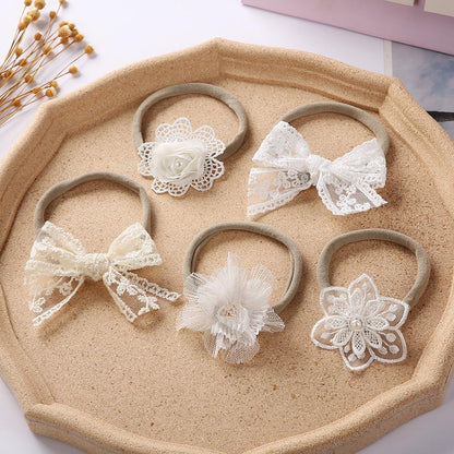 Children's Hair Tie Handmade Bow Hair Band 5pc/set