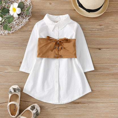 White shirt skirt children's suit