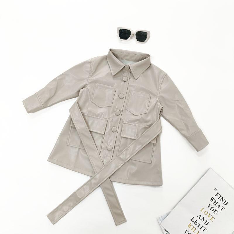 Kids Faux Leather Jacket Lace-Up Leather