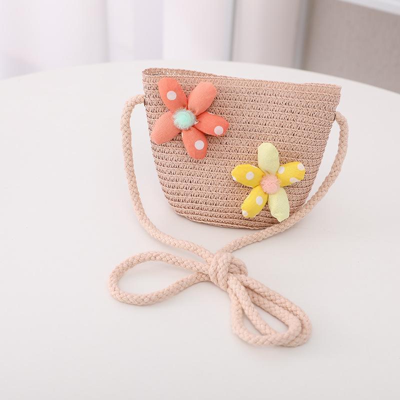 Trendy Flower Streamer Children's Straw Hat Bag Set