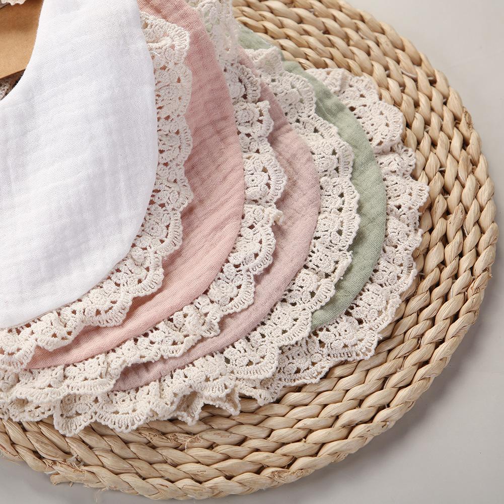 Baby Lace Saliva Towel Headband Set Waterproof Bib