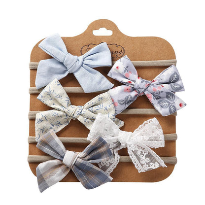 Children's Hair Tie Handmade Bow Hair Band 5pc/set