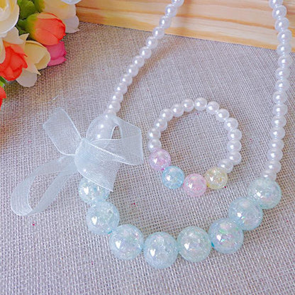 Clothing Ribbon Bow Accessories Children's Necklace Bracelet Set
