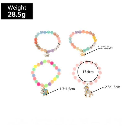 4pcs/set Children's Colored Beaded Elastic Bracelet