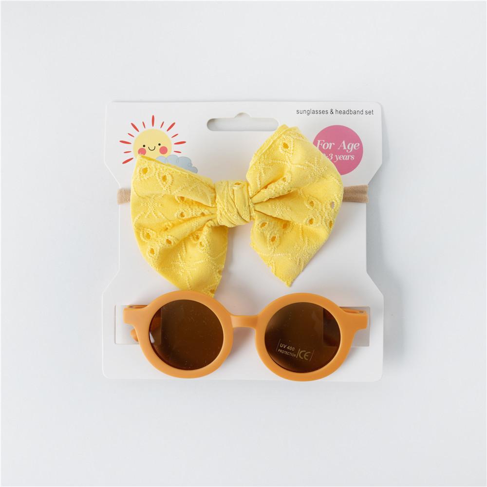 Children's Sunglasses Hollow Bow Hair Band 2pcs/Set