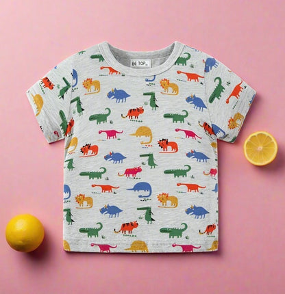 Children's allover dinosaur short sleeve baby top T-shirt