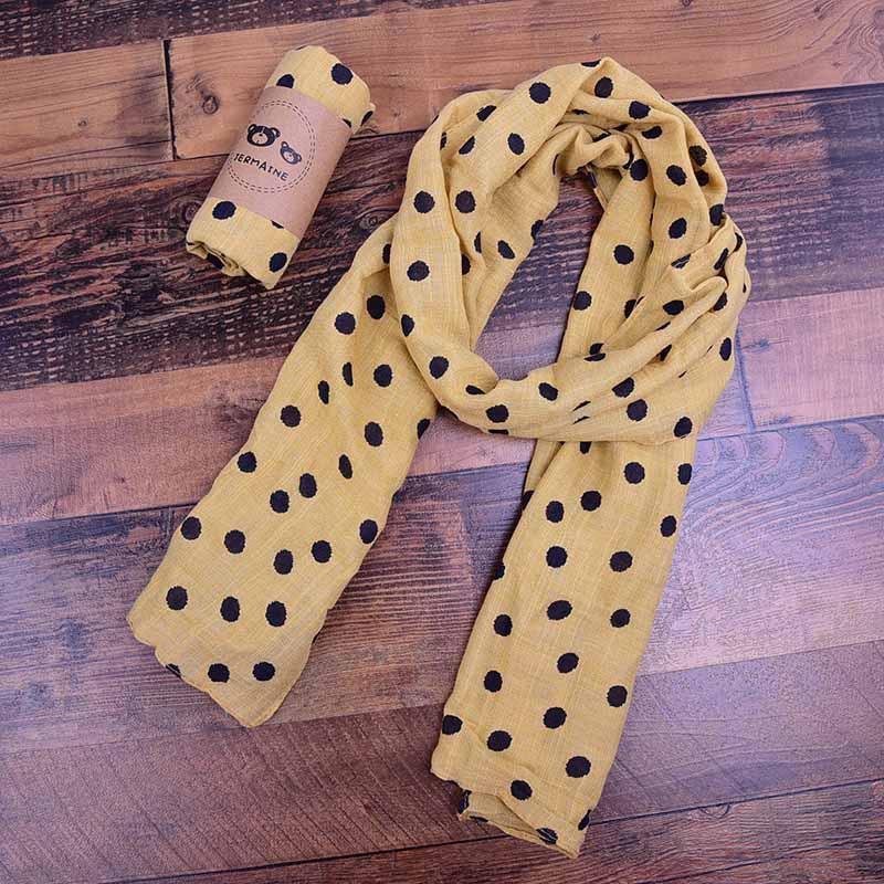 Children's Printed Dot Cotton and Hemp Warm Scarf