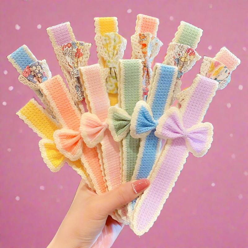 Bow Velcro Hair Hoop Girl's Knitted Wool Hair Accessories