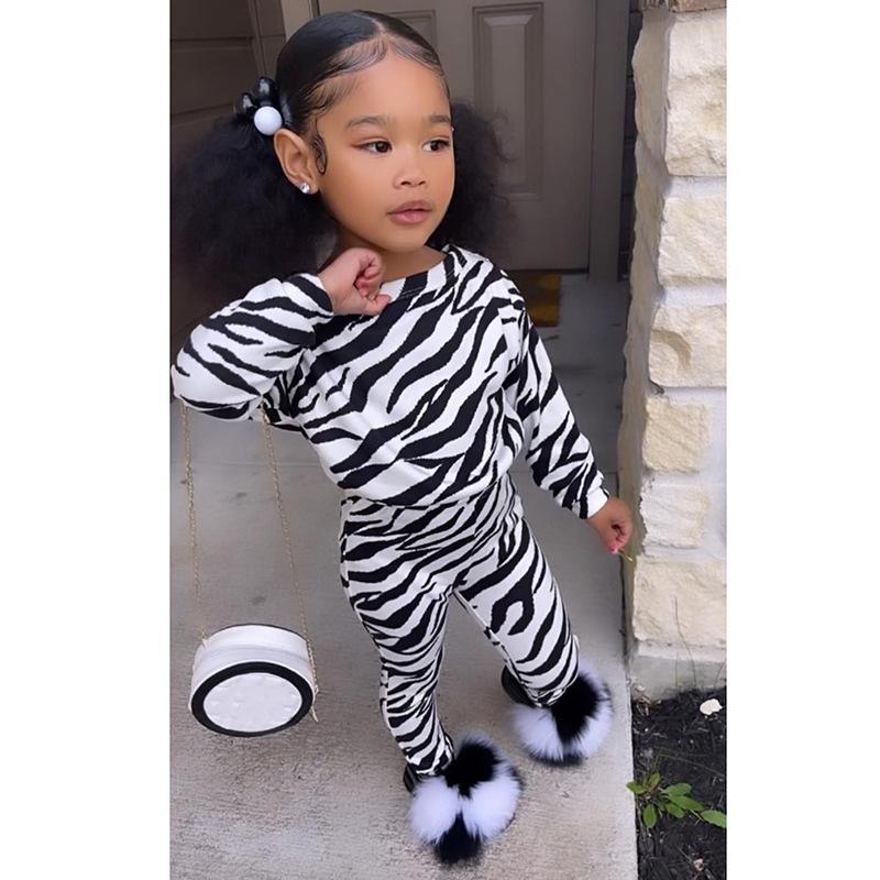 Girls Casual Zebra Long Sleeve Loose Suit