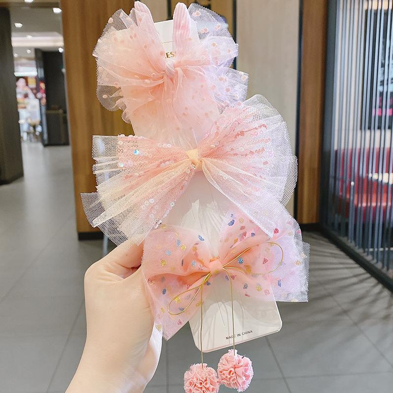 Mesh Bow Children's Hairpin 3pcs/set