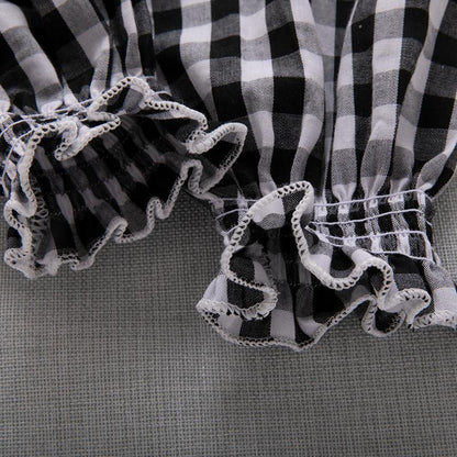 White T-shirt + Plaid suspender pants two-piece children's set