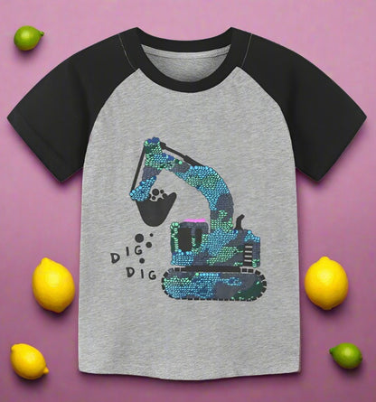 Boys' short sleeve T-shirt knitted cotton cartoon printed children's T-shirt