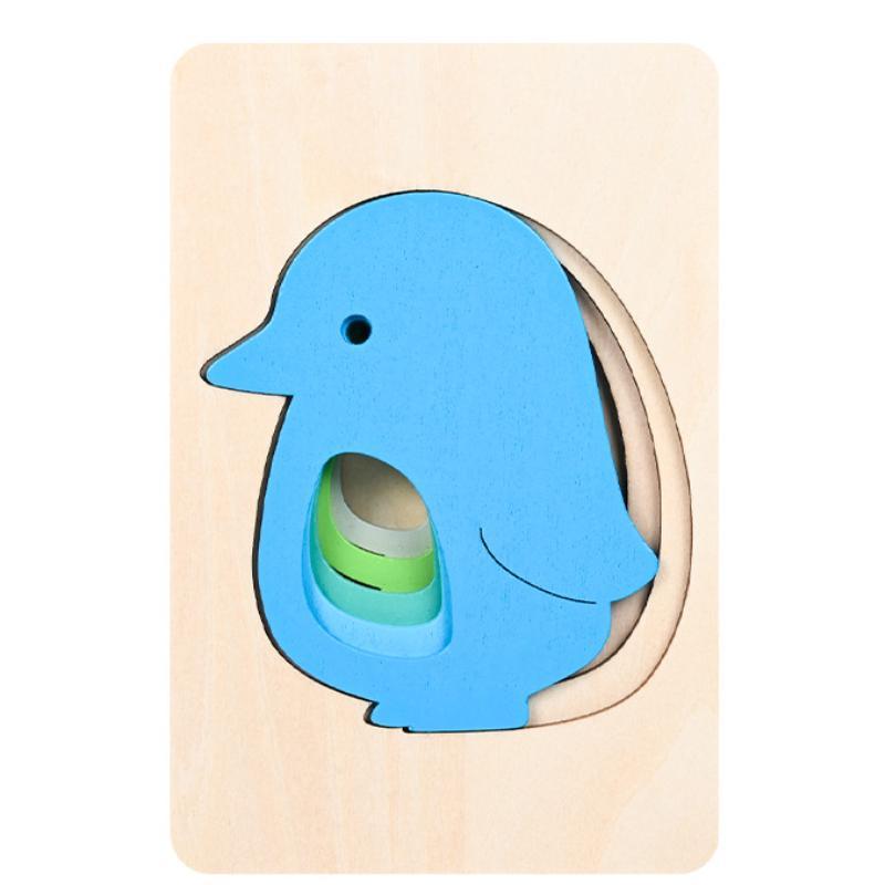 Children's Cartoon Five-layer Animal Rainbow Puzzle Wooden Toy
