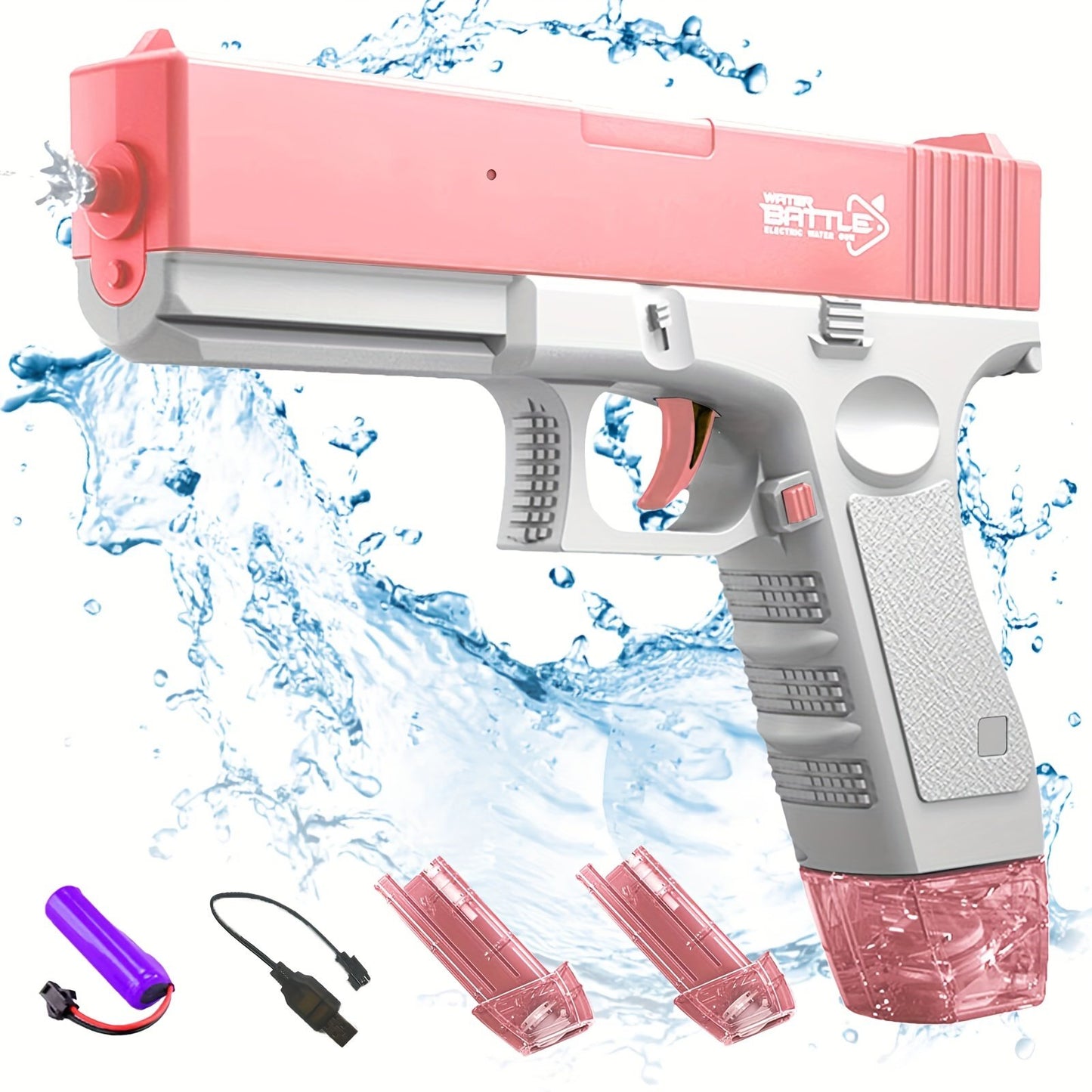 M1911 Glock Electric Water Gun - High-Quality Rechargeable Kids Toy with Large Water Capacity for Summer Games and Fun