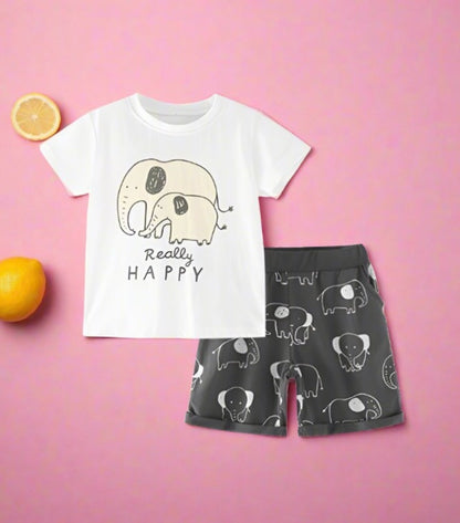 Children's set short sleeved Shorts Set Boys' cotton print set