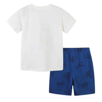 Children's knitted cotton short sleeve T-shirt two piece set
