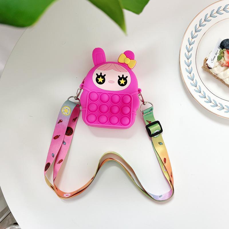 Children's Coin Purse Pink Bow Doll Press Toy
