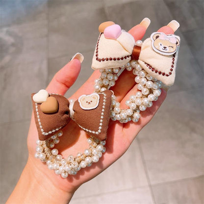 Milk Curry Children's Hair Tie Pearl Hair Rope