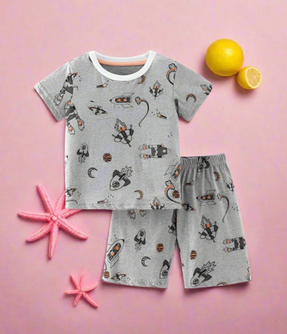 Children's short sleeved boys' casual cartoon two-piece set
