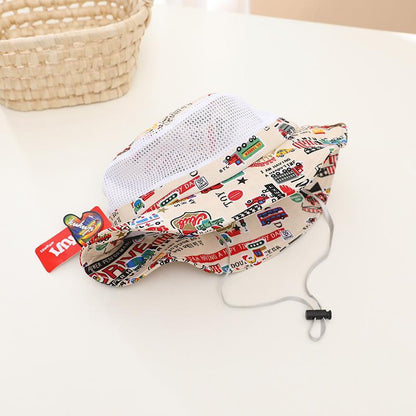 Cartoon Car Print Children's Breathable Sunshade Mesh Hat