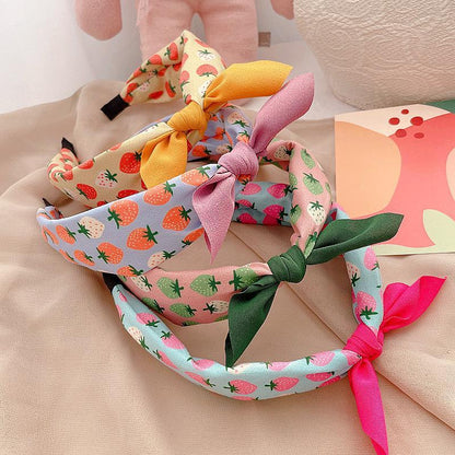 Fruit Print Colorblock Bow Children's Hair Hoop