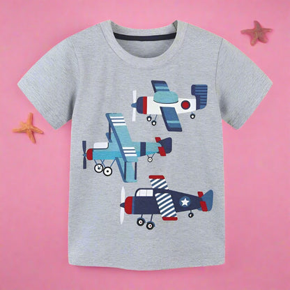 Round neck boys' T-shirt cartoon