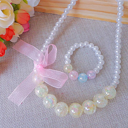 Clothing Ribbon Bow Accessories Children's Necklace Bracelet Set