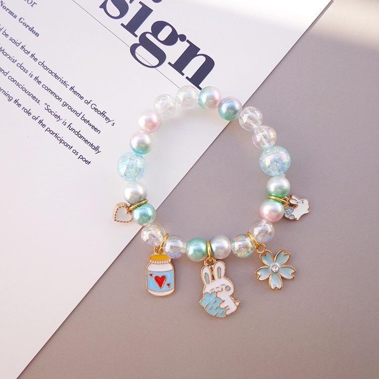 Girl's Cute Cartoon Pendant Beaded Bracelet