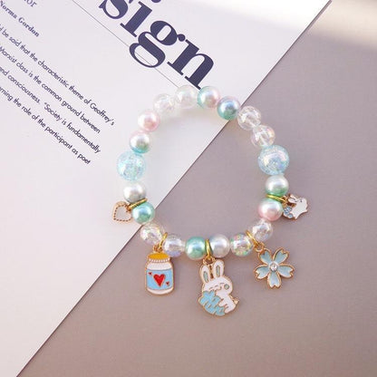 Girl's Cute Cartoon Pendant Beaded Bracelet