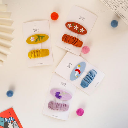 Children's Fabric Embroidered Hairpin Set