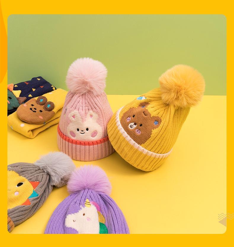 Cartoon Children's Warm Knit Hat Scarf