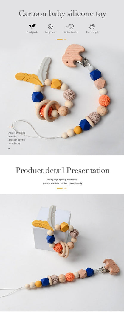 Baby Toys Set | Beech Pacifier Clip and Bracelet