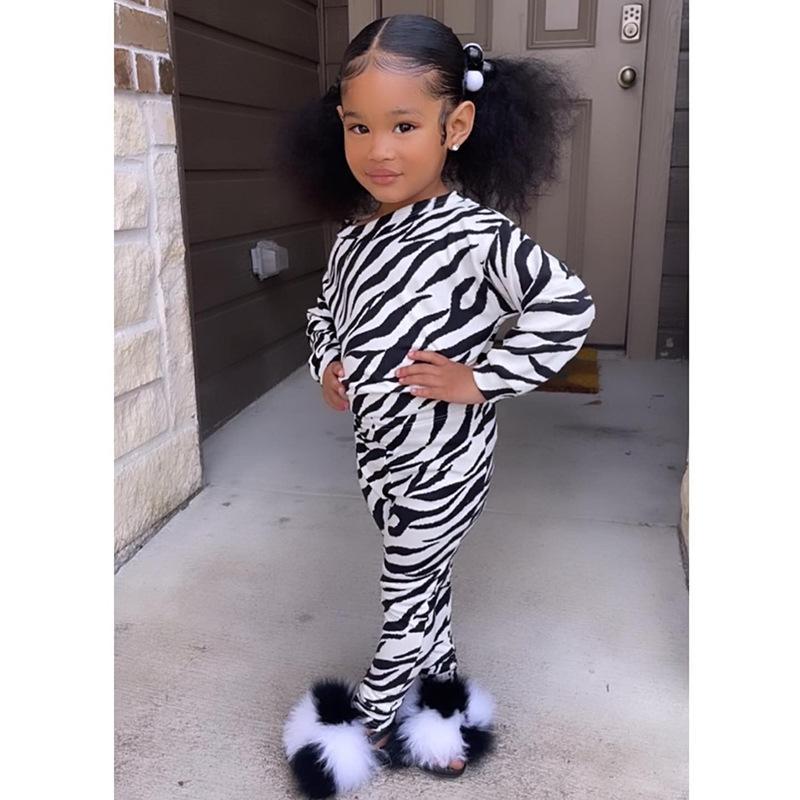 Girls Casual Zebra Long Sleeve Loose Suit