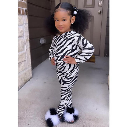 Girls Casual Zebra Long Sleeve Loose Suit