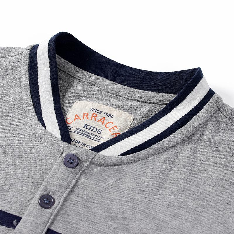 Small and medium-sized children's open chest stand collar Top Boys' Casual Short Sleeve T-Shirt