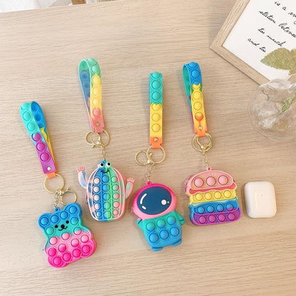 Small Keychain Coin Purse Spaceman Bear Fingertip Toy