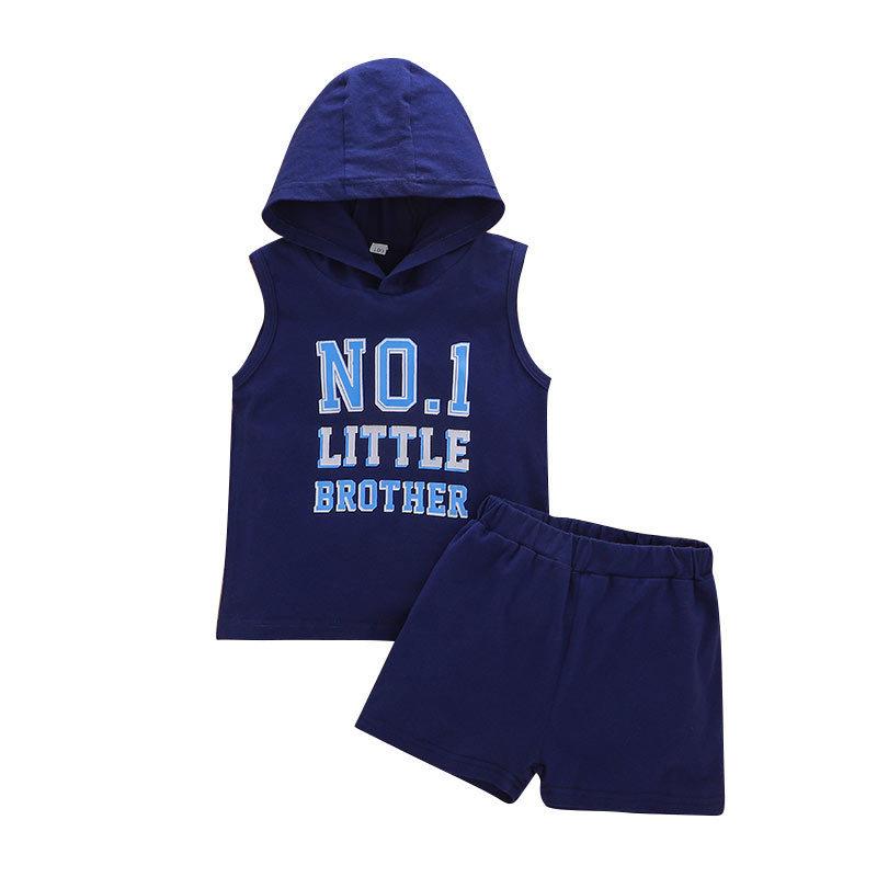 Sleeveless lettered Top + shorts two piece suit