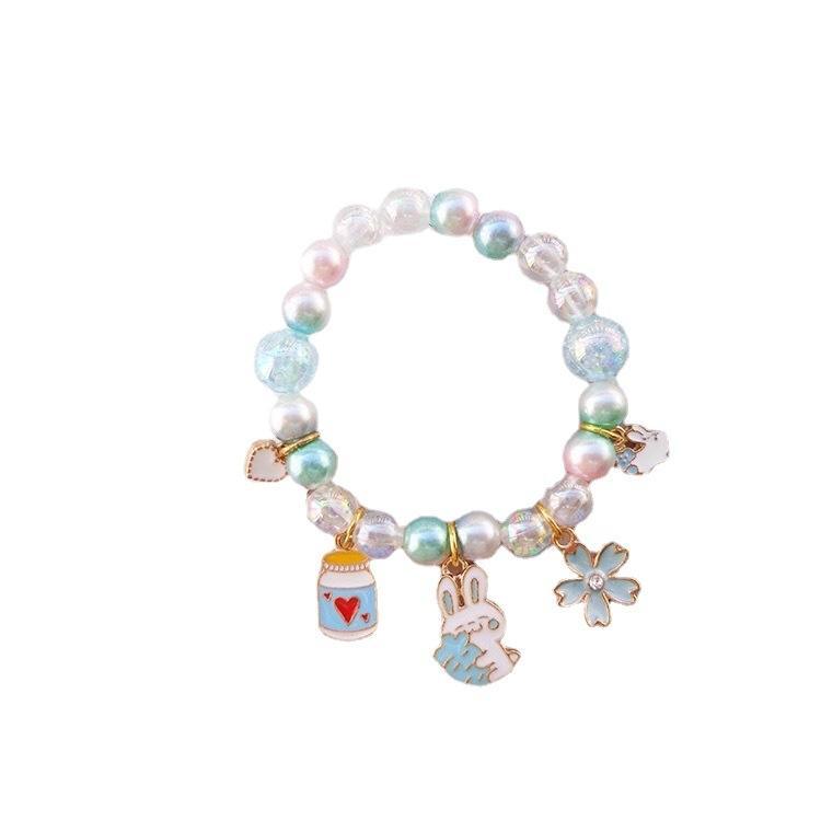 Girl's Cute Cartoon Pendant Beaded Bracelet