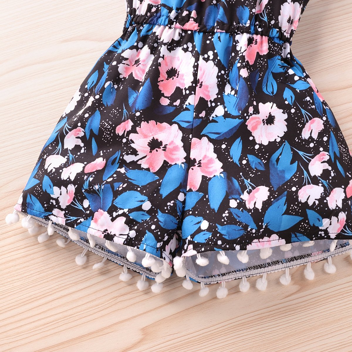 Tassel wide leg climbing suit blue ruffled tassel trousers