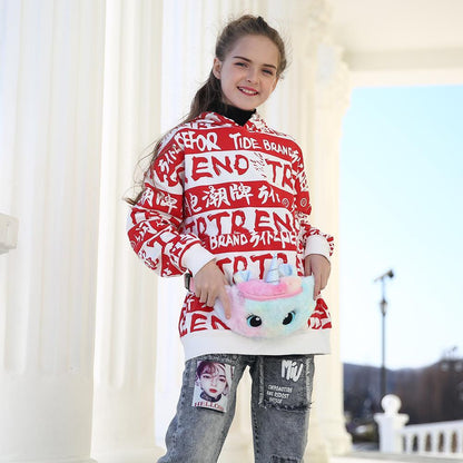 Unicorn Cartoon Plush Shoulder Bag | Purse For Girl