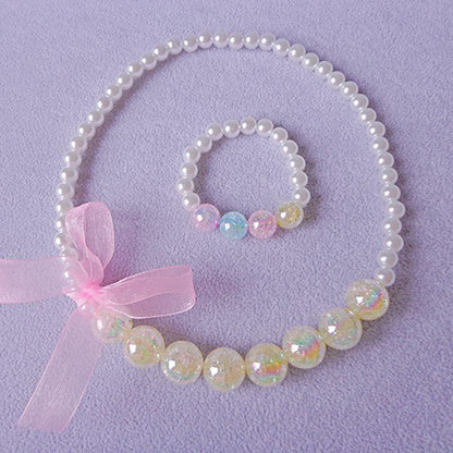 Clothing Ribbon Bow Accessories Children's Necklace Bracelet Set