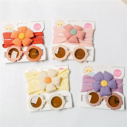 Children's Hair Band Glasses Flower Sunglasses Headband Set
