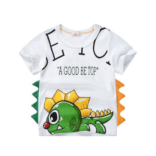Three dimensional dinosaur top children's short sleeve T-shirt boys