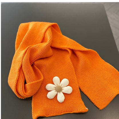Children's Warm Thickened Knitted Flower Hat Scarf Suit